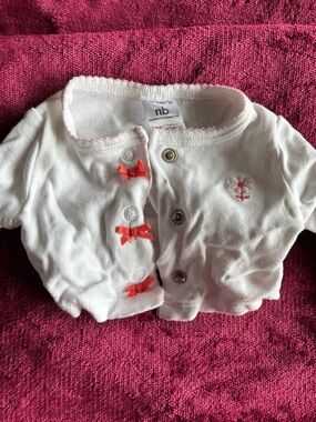 Carter's White Baby Cardigan with Coral Bows